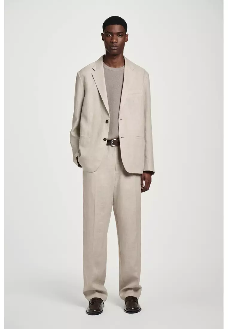 RELAXED LINEN TAPERED TROUSERS