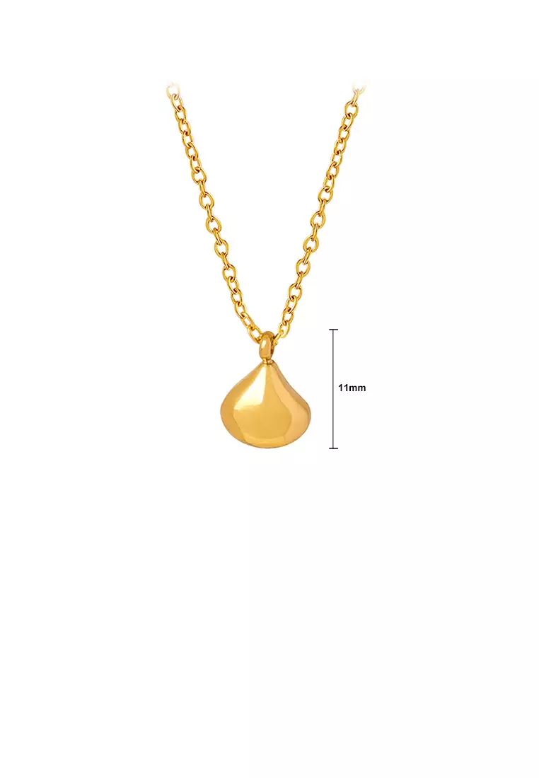 Simple and Fashion Plated Gold 316L Stainless Steel Water Drop-shaped Pendant with Necklace