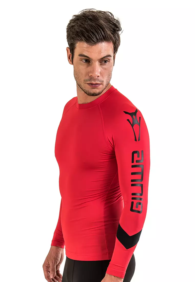 Amnig Men Maxforce Victory Compression Long Sleeve Top (Red)