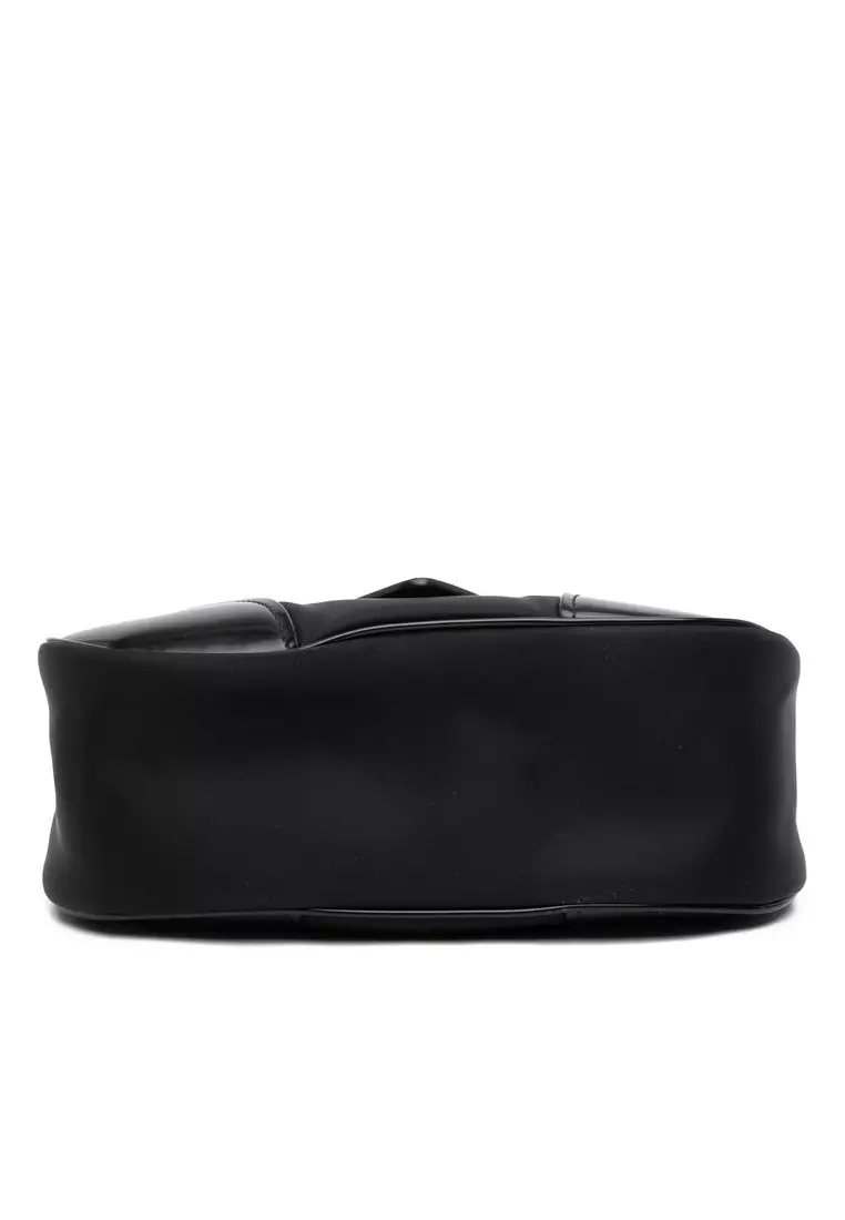 Pre-Loved Prada Re Nylon And Shiny Calfskin Re Edition 2002 Moon Satchel