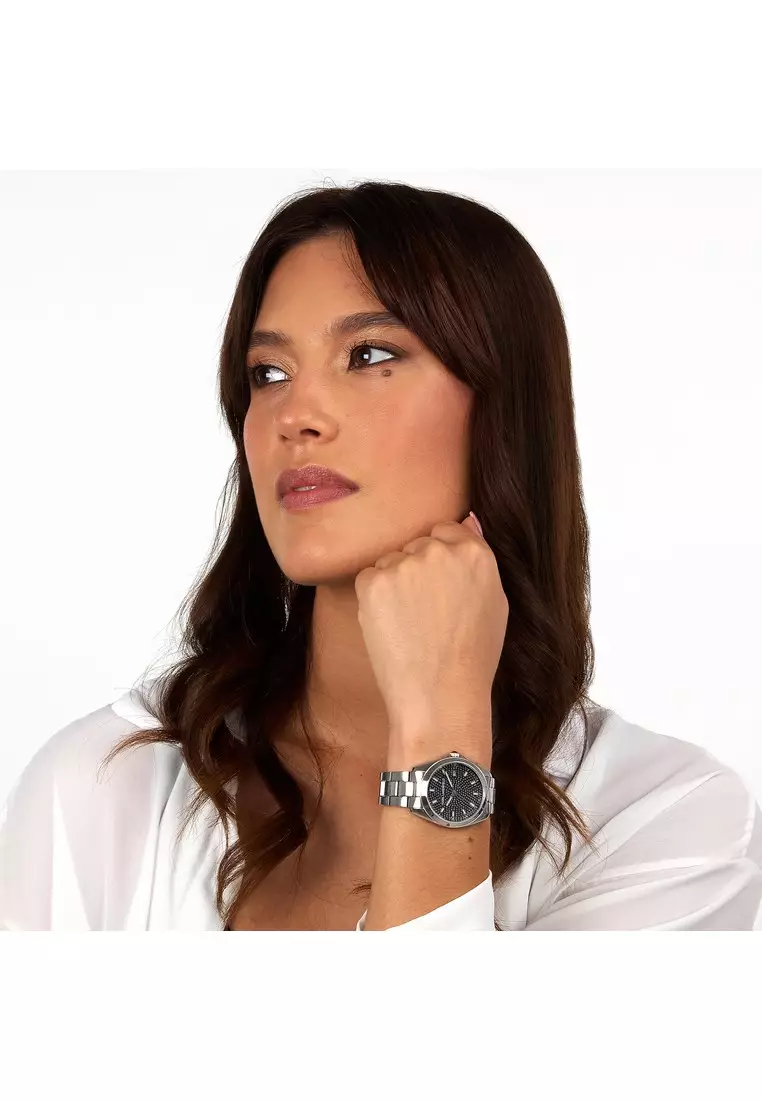 【2 Years Warranty】KARL LAGERFELD 35mm Women's Silver Essential Quartz Watch R0553101508
