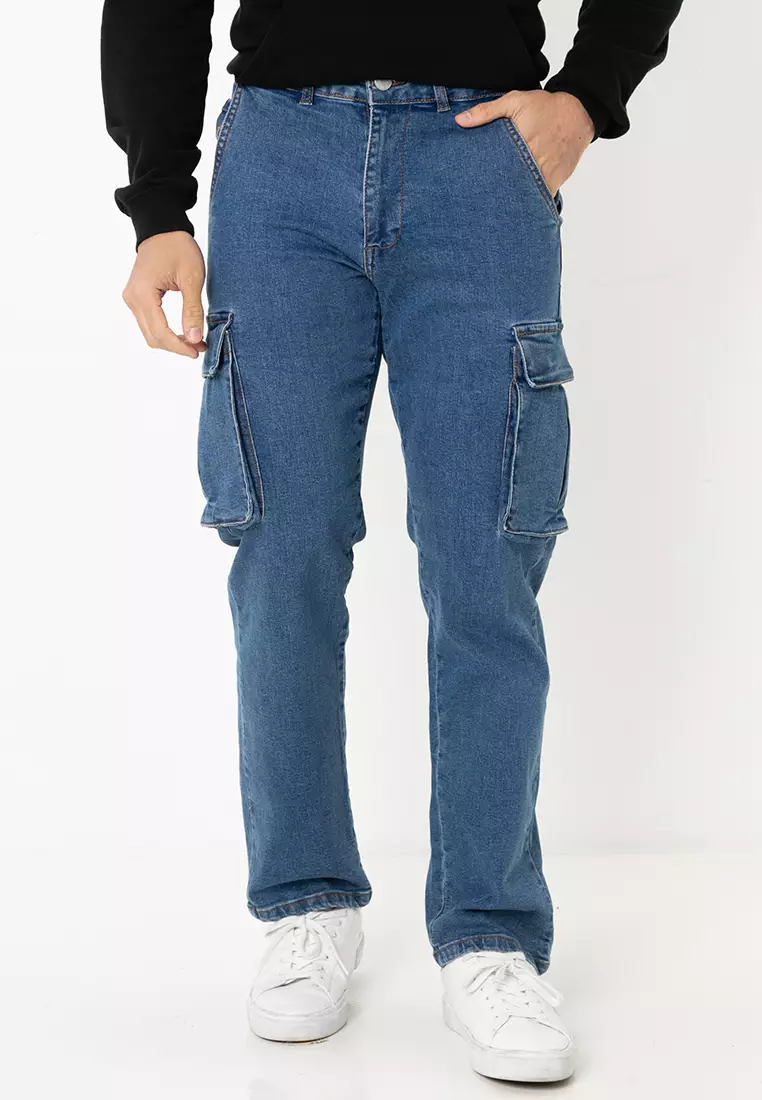 彈性直管工裝牛仔褲