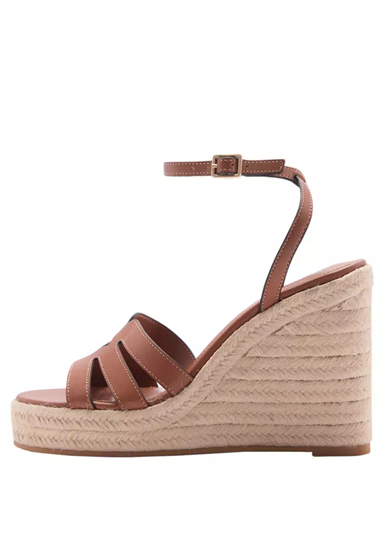 Discount on Mango  shoes - SKU: Wedge Strips Sandals