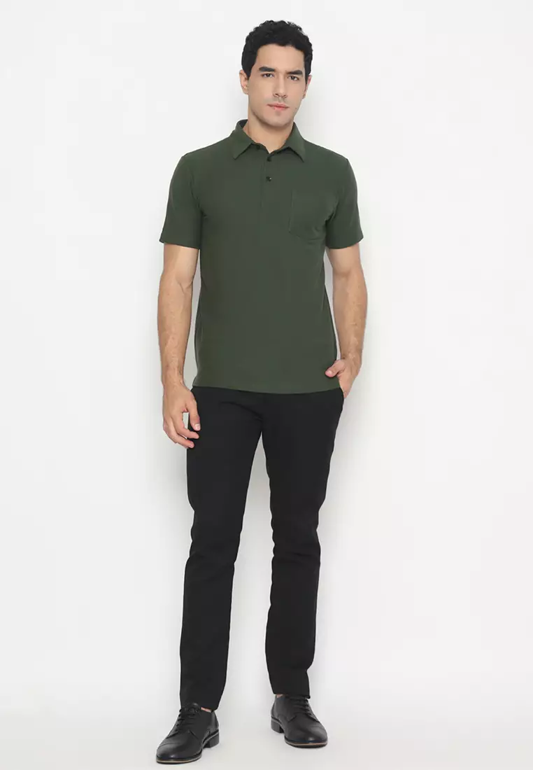 Enzy Basic Kaos Polo Premium Polo Shirt Pocket - Olive