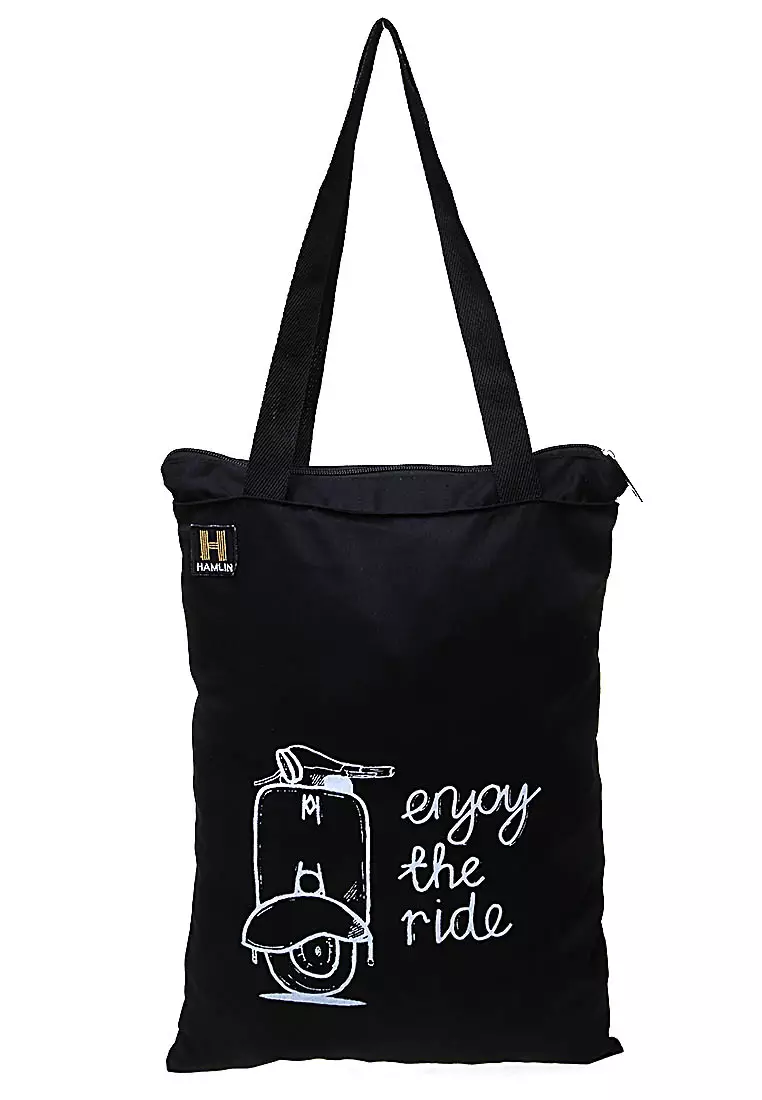 Erico Totebag Pria Vespa Enjoy The Ride Tas Jinjing Kasual Material Drill ORIGINAL - Black