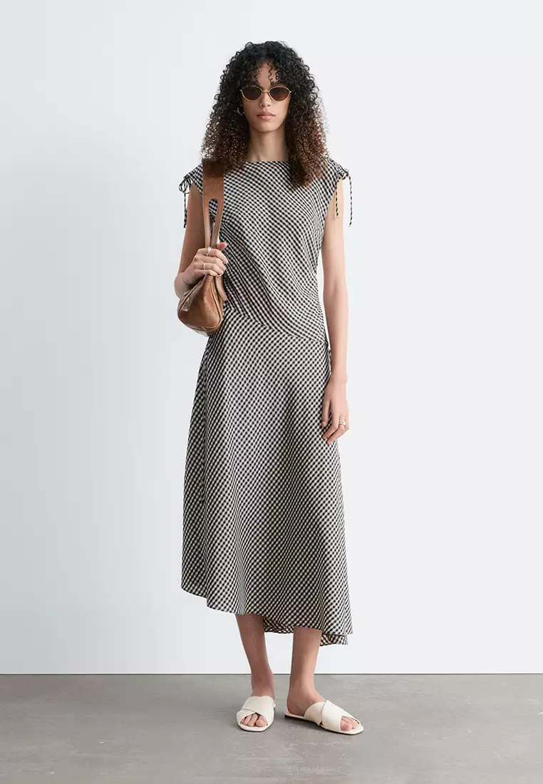 Asymmetric Draped Midi Dress