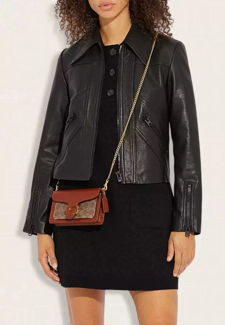 Coach Tabby Wristlet In Signature Canvas Tan Rust