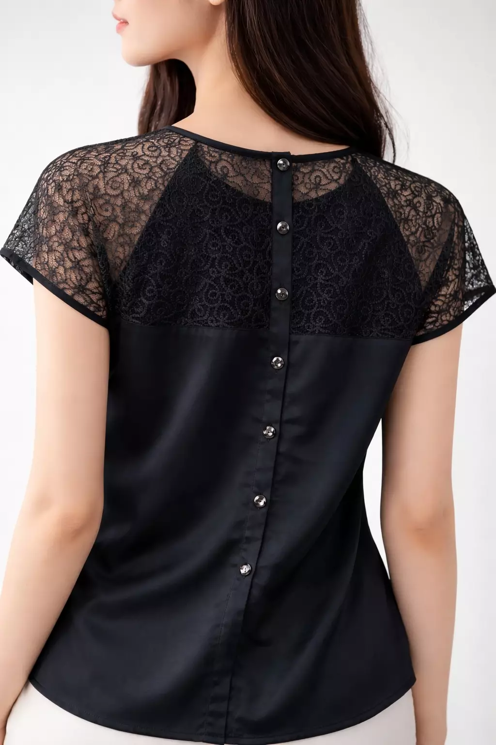 Naura Blouse With Lace In Black