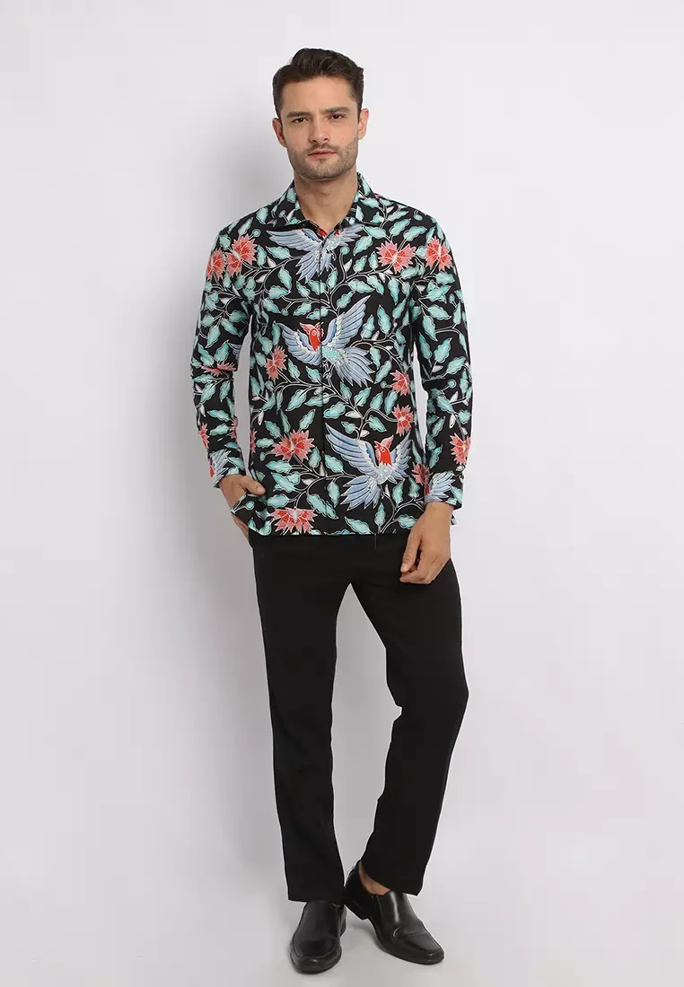 MAGINOT DAVANKA BLACK Batik Slim Fit Lengan Panjang