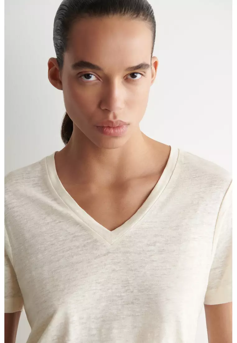 V-NECK LINEN T-SHIRT
