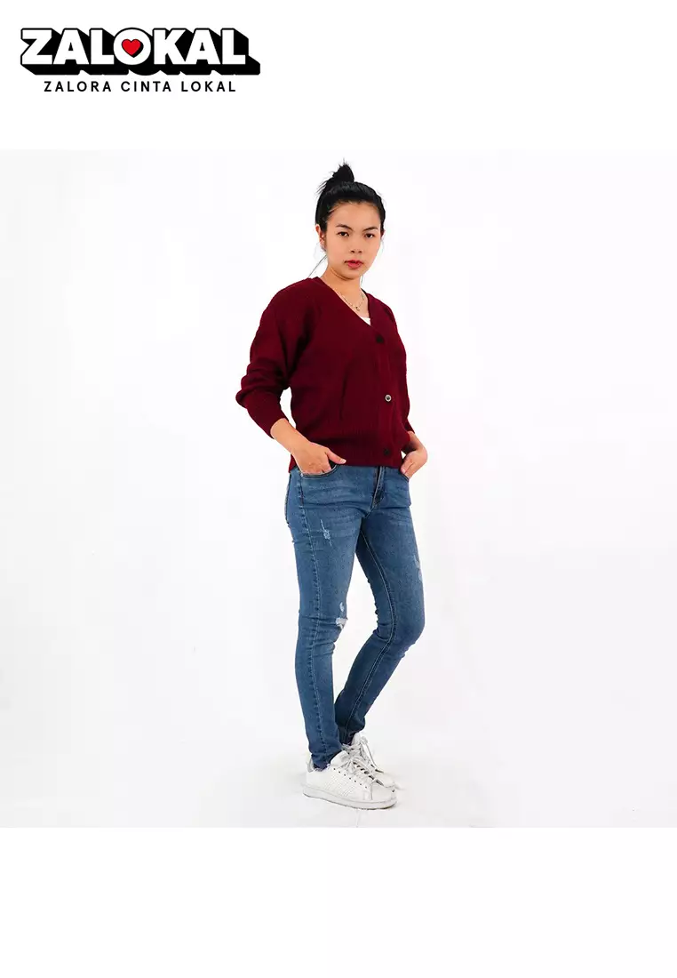 OKECHUKU Dinda Cardigan Crop Cardi Crop Cardigan Wanita Lilac Kardigan Korean Style