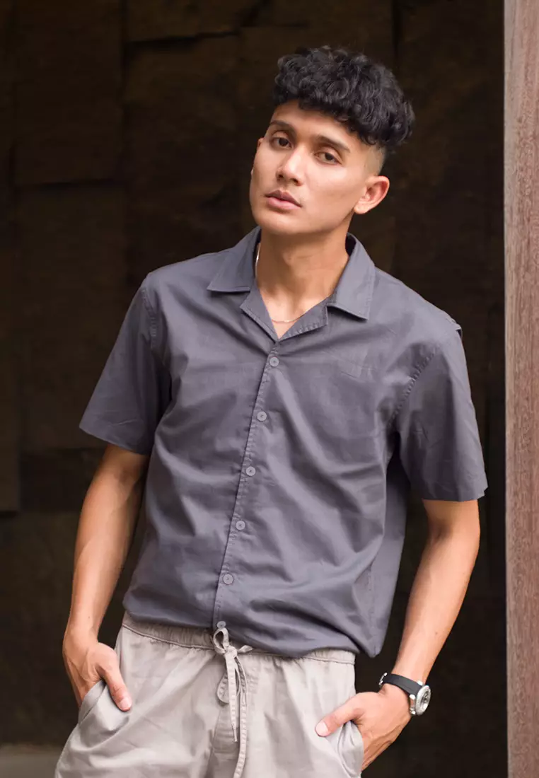 Kemeja pendek pantai OXCON summer shirt Rock Grey
