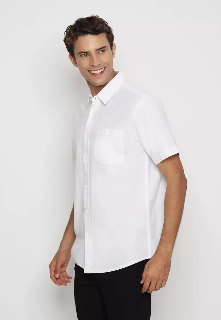 RBJ Kemeja Polos Cotton Putih Regular Fit Pria