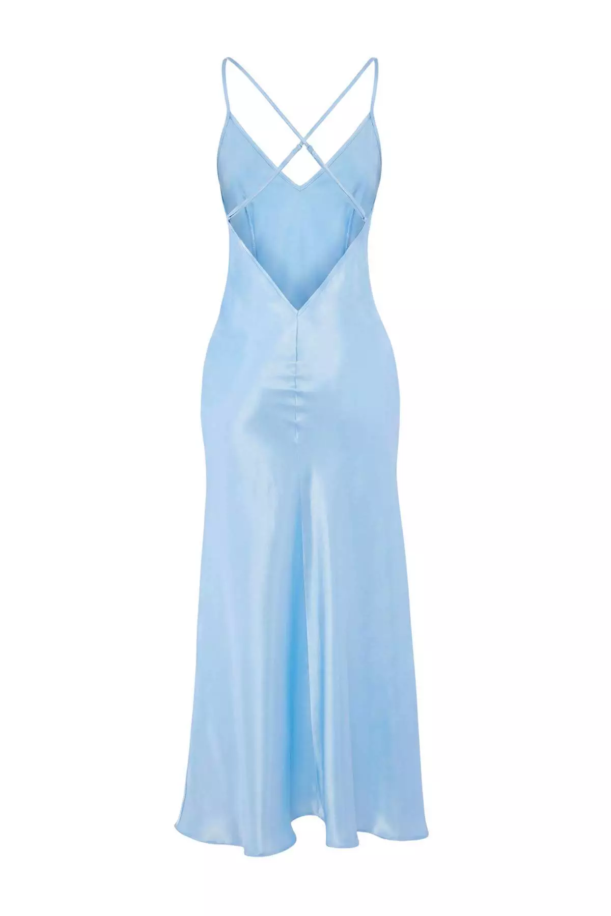 Blue Slit And Button Detailed Strap Satin Woven Nightgown Thmaw26Gc00000