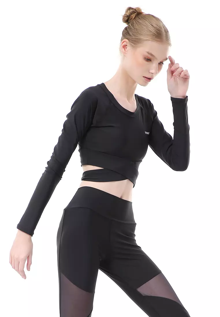 Felisa Baju Senam Aerobik Atasan Wanita Long Sleeve Premium Quality - Hitam