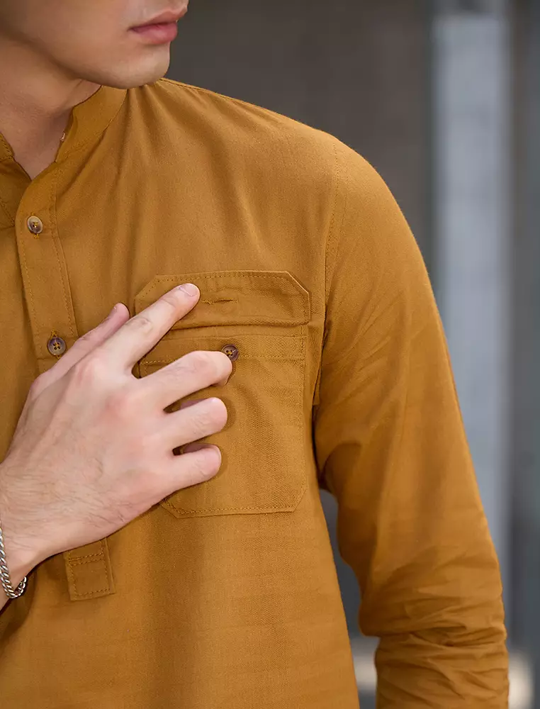 Kemeja koko Collarless shirt OXCON GHAISAN Bronze