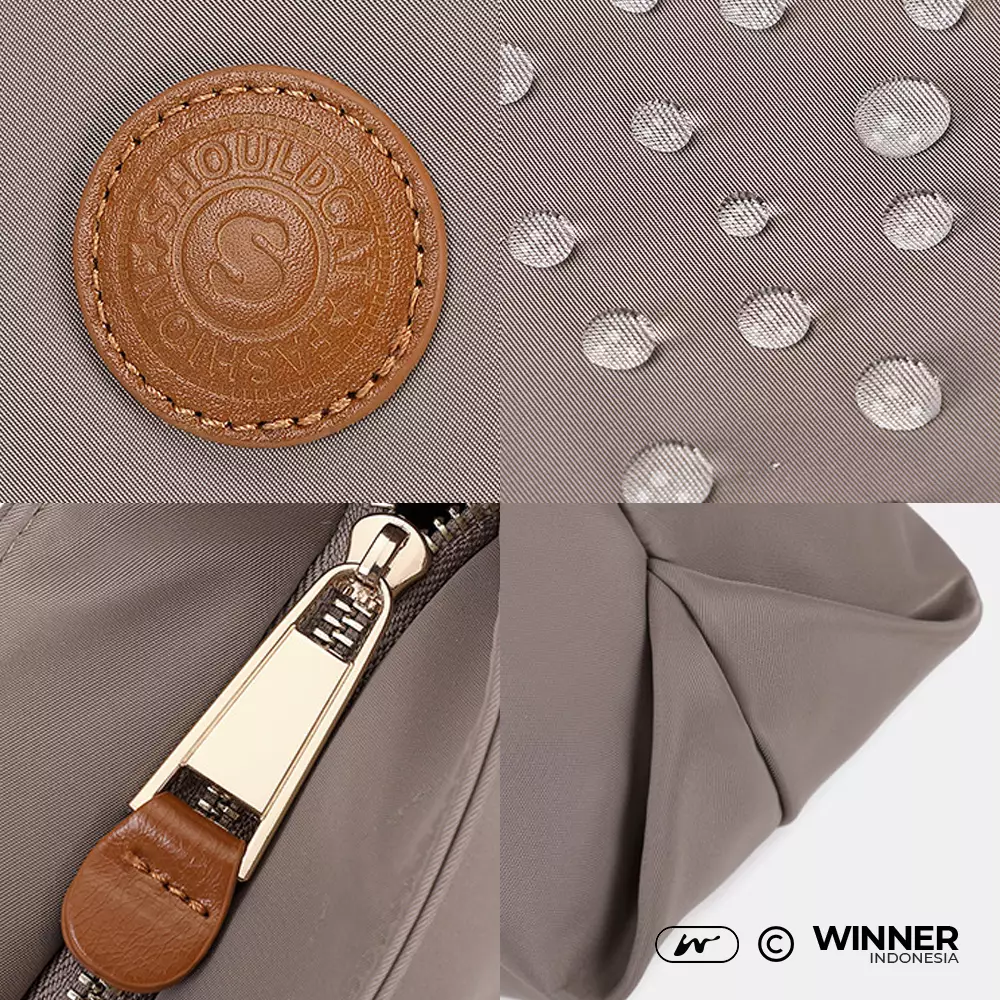 Tas Bahu Tote Bag Nylon Anti-Air Wanita Korean Style Shoulder Bag Resleting (T14-044-5226) - Khaki