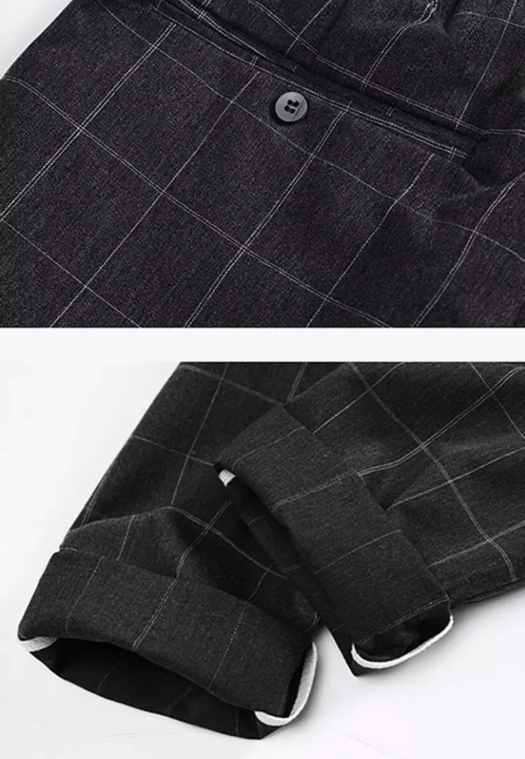 Checked Slim Fit Suit Pants