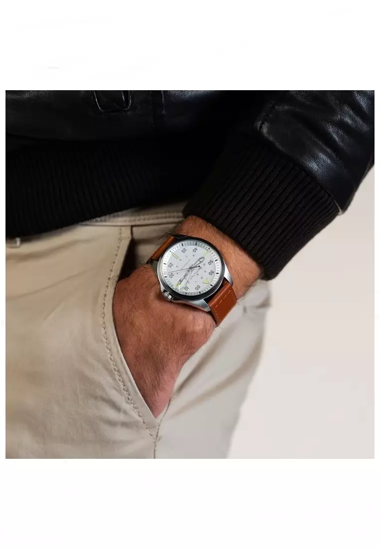 KHAKI AVIATION PILOT DAY DATE AUTOMATIC MEN WATCH (HMT-H64635550)