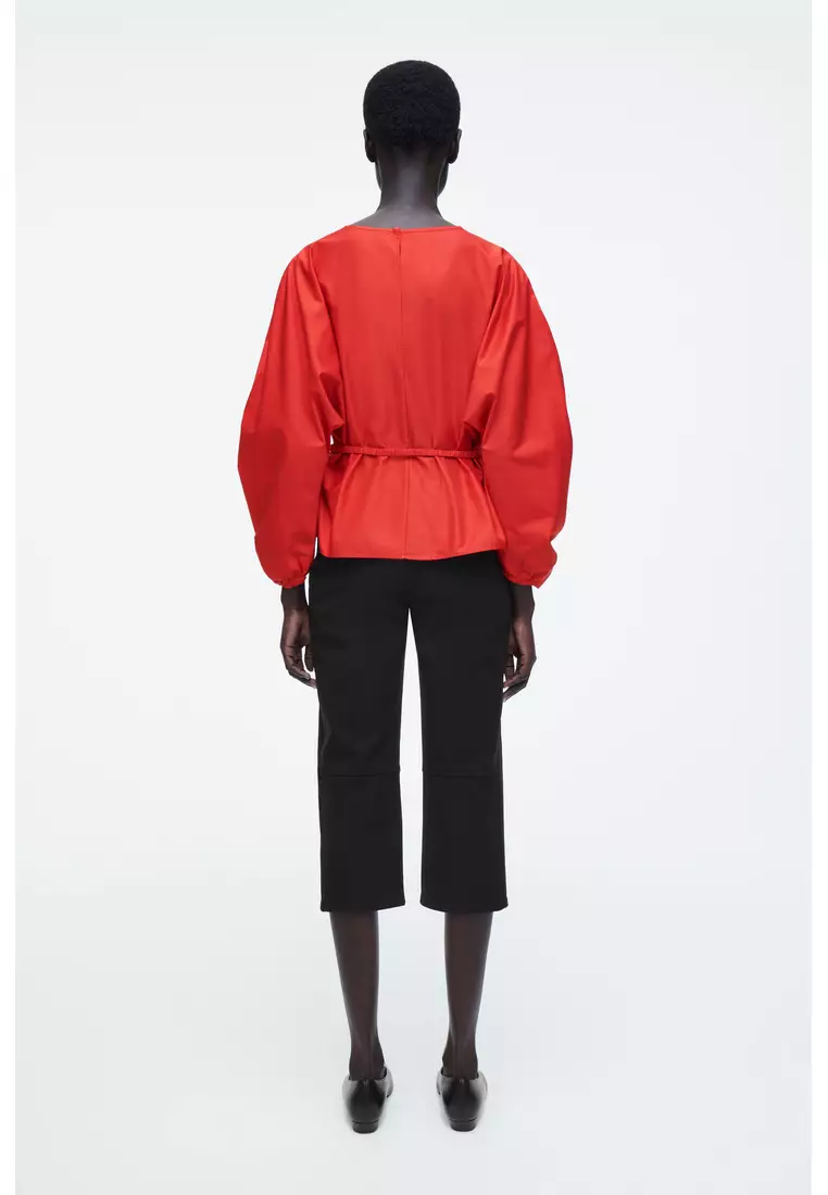 DRAWSTRING PEPLUM BLOUSE