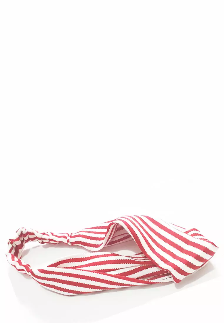 Twisted Headband Curvey Stripes Red