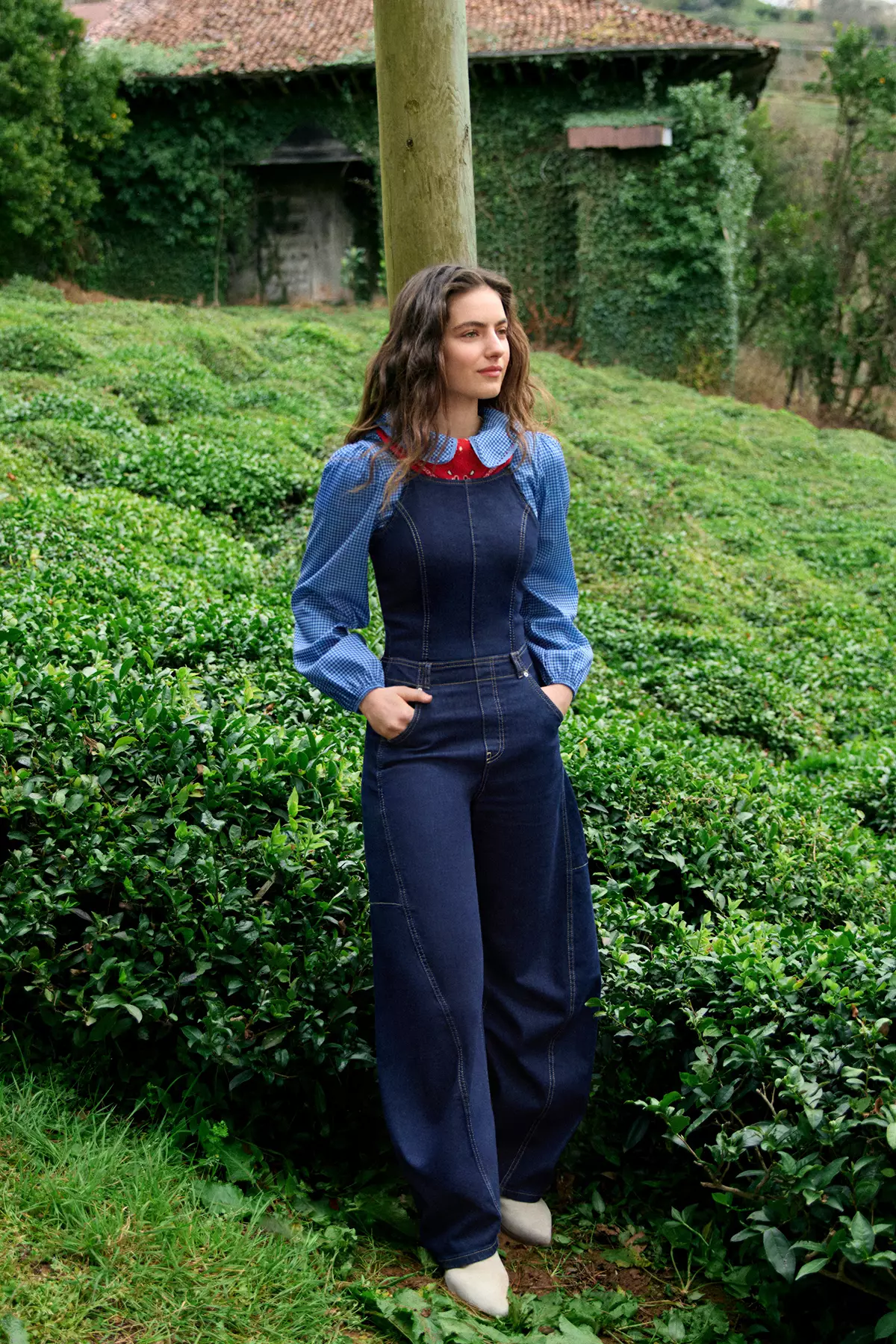 Teen Blue Strappy Slightly Stretchy Baggy Fit Denim Jumpsuit Twoss26Tu1