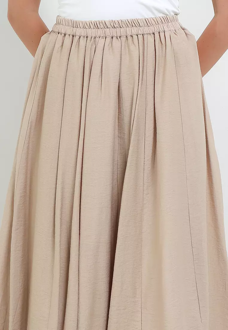 Elastic-waisted Long Skirt Balloon+Lining