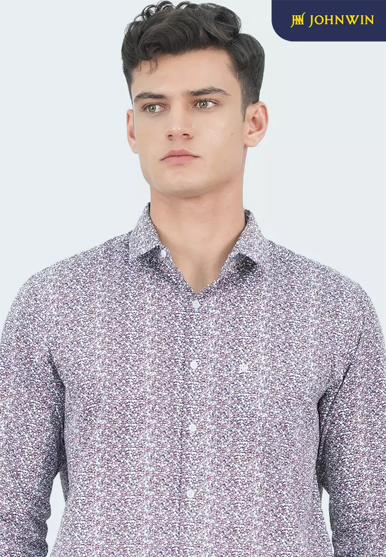 Johnwin - Kemeja Formal - Full Motif - Single Pocket - Regular Fit - Multi Color - FSH.650.K251.1002.C-L/S