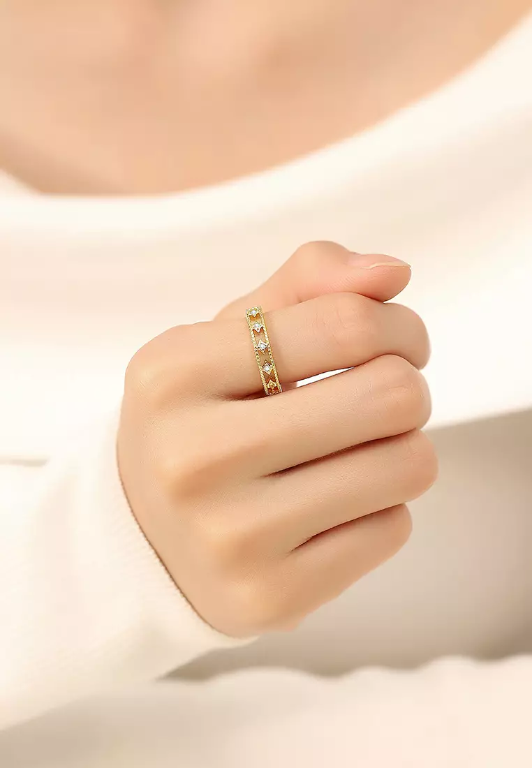 Cincin Wanita Titanium Korea Style Hollow Design Free Size Anti Luntur Perhiasan Cewek