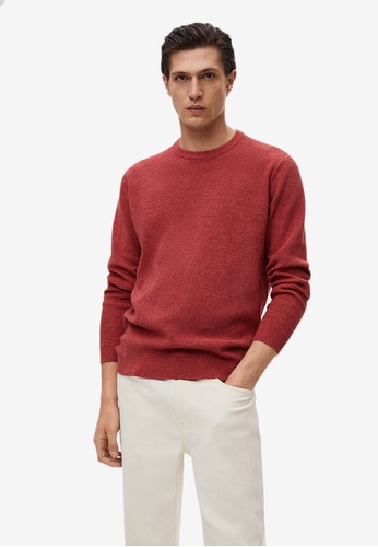 MANGO Man 紅色 Structured Cotton Sweater 163C3AA258716AGS_1