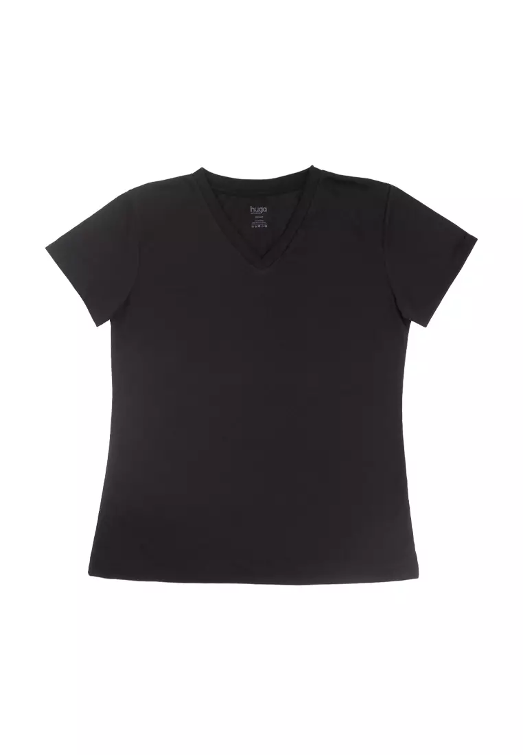 plain black v neck t shirt women's