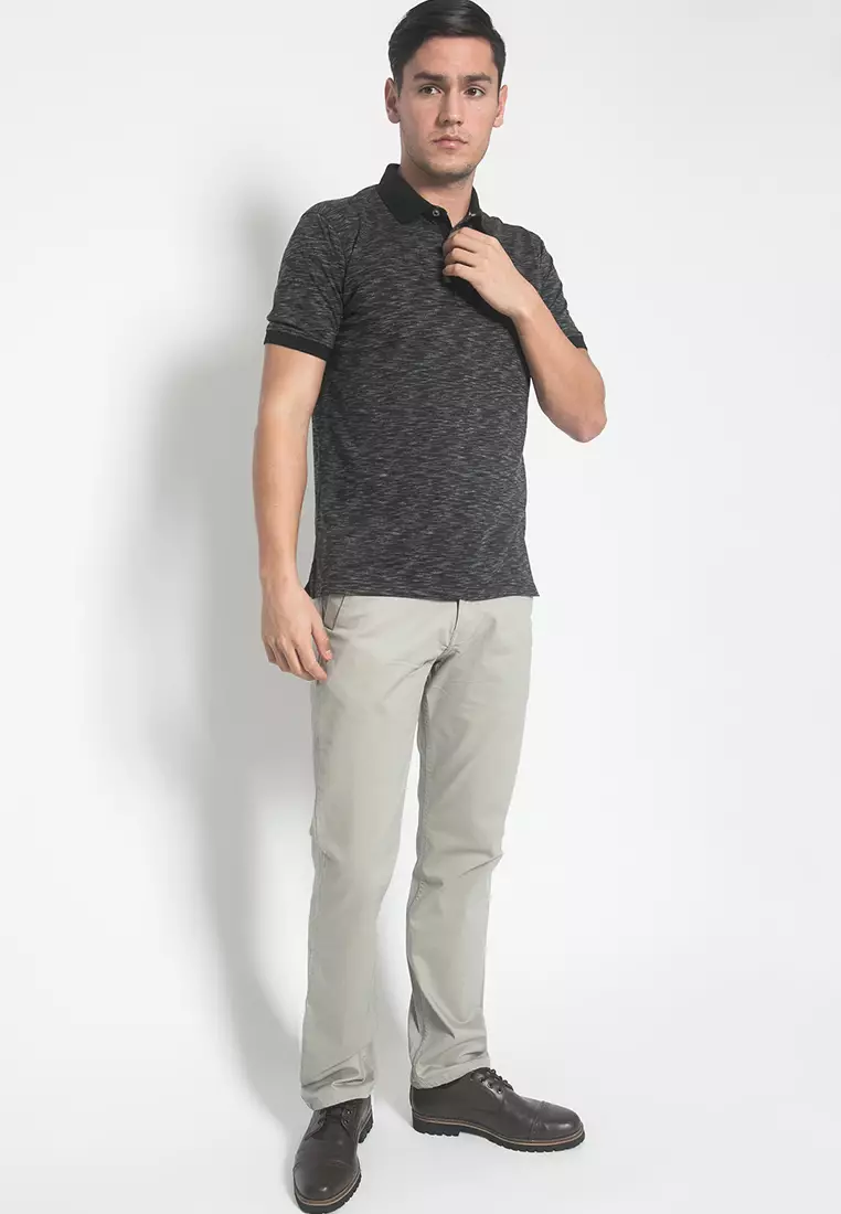 LGS - Celana Chinos Pria - Motif Polos - Warna Abu - Fitting Slim Fit - JCT.514.S042.006.C