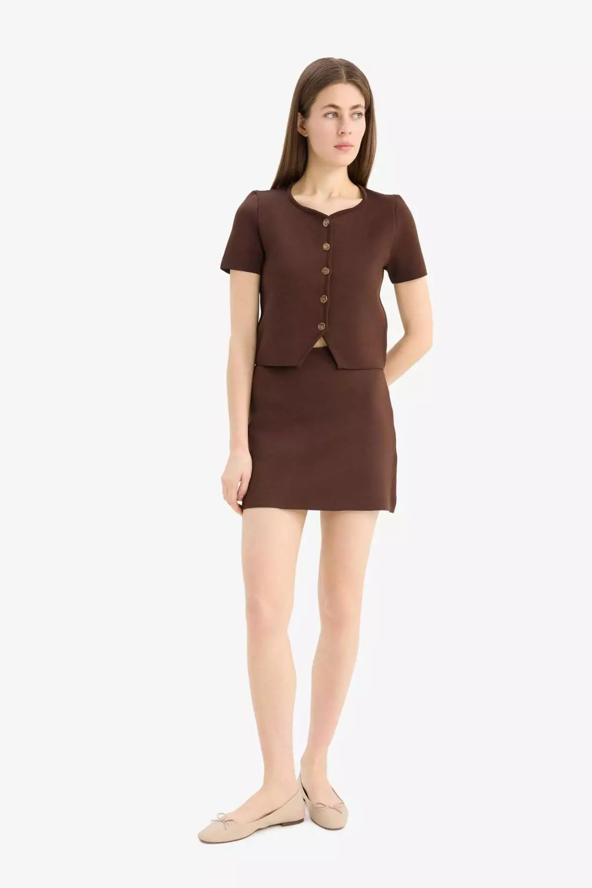 Basic Plain Soft Textured Mini Skirt E8417Ax25Sp