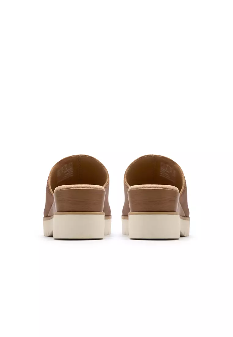 Womens Diaz Slide Wedges Tan Leather - Wide Fit