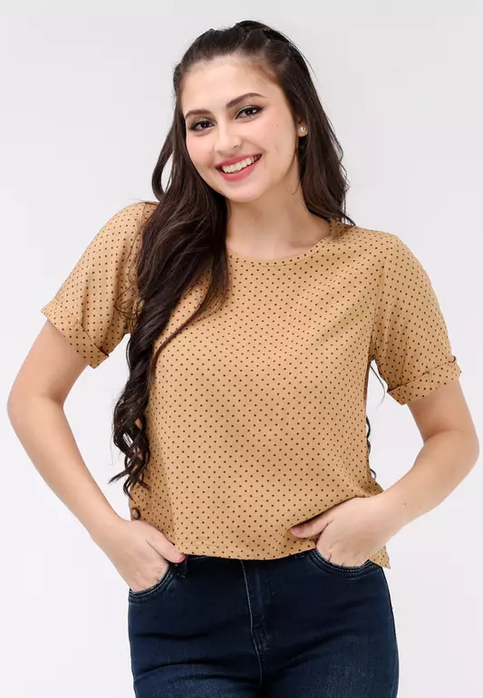 Woven Printed Rayon Short Sleeves Blouse