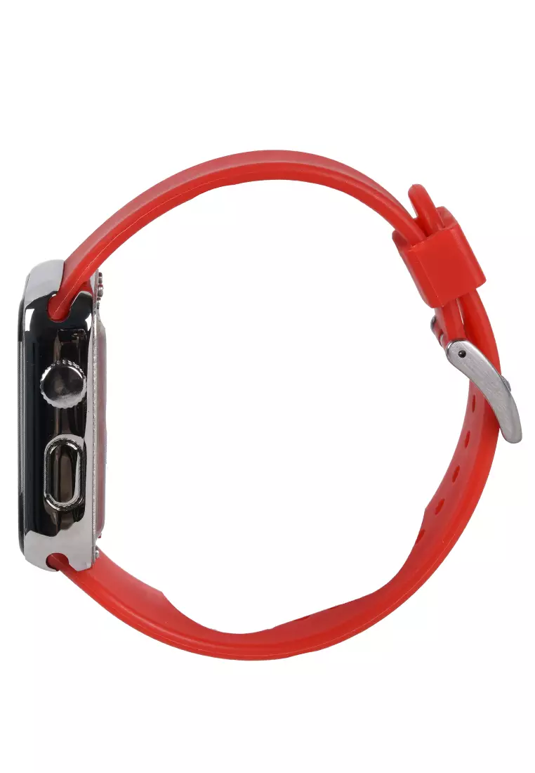 Kademan Touch Screen - Jam Tangan Wanita - Silver - Red Rubber Strap - K019G-B