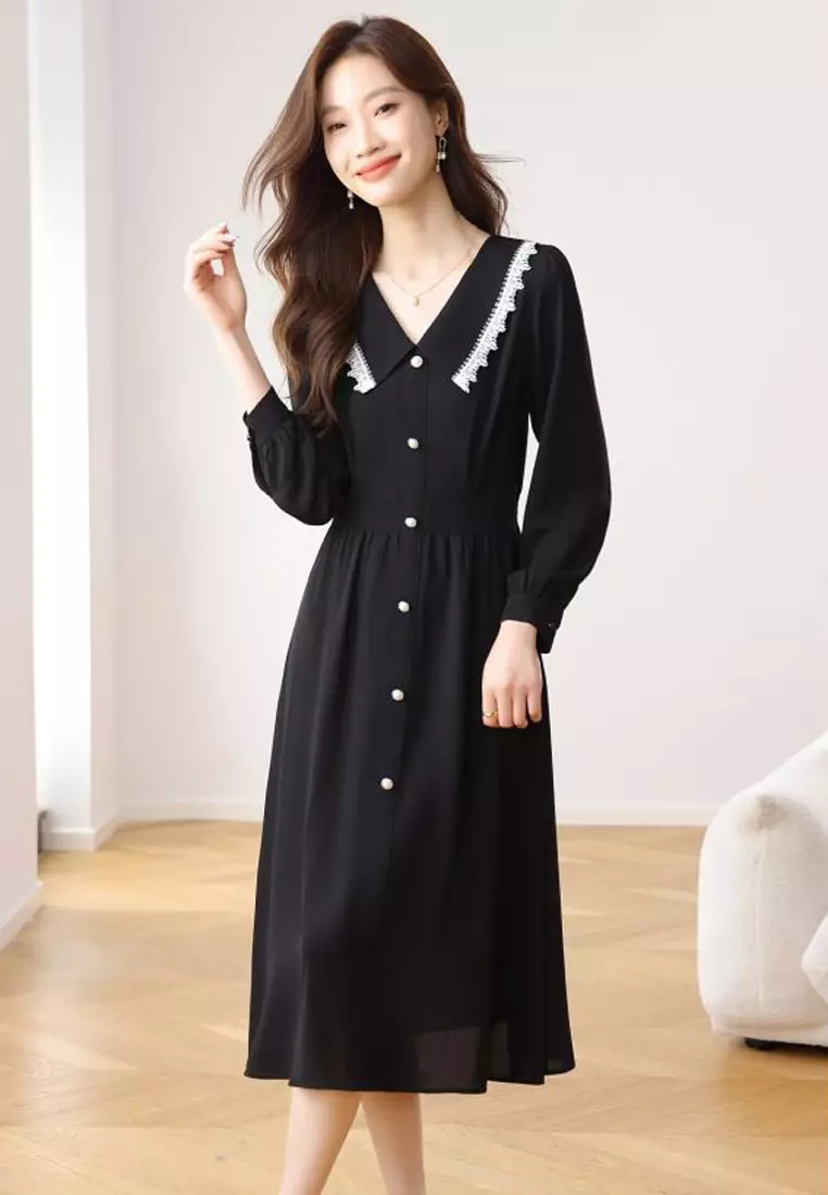 V Neck A Line Slim Dress