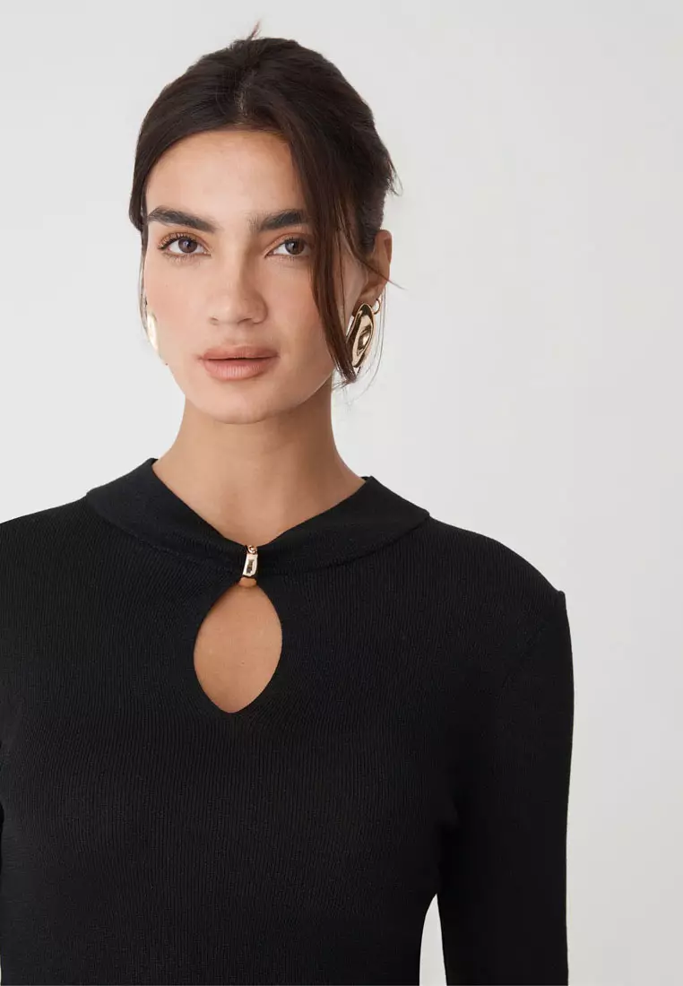 Ciara Keyhole Lurex Knit Top
