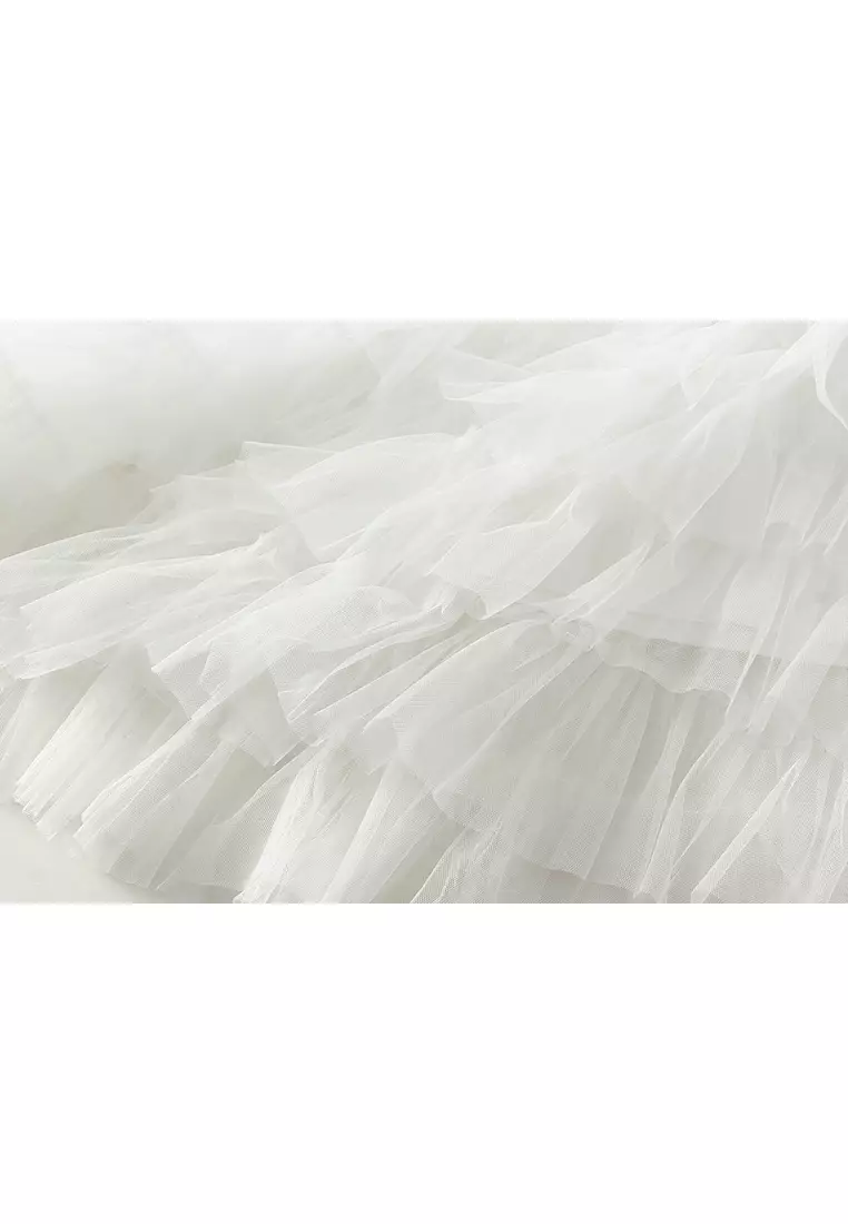 Spring/Summer Pleated Mesh Tiered Skirt AF2210