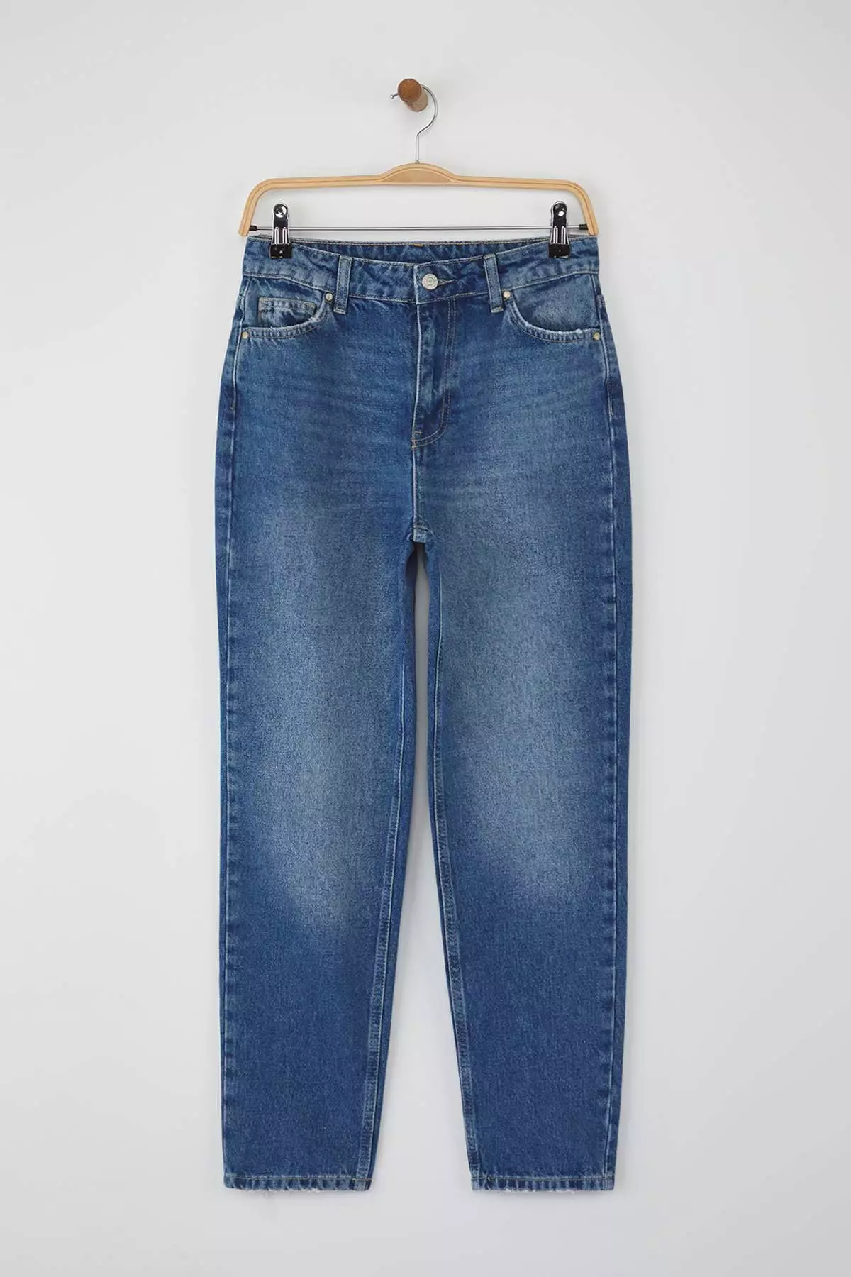 Blue High Waist New Mom Jeans Twoaw26Je00054