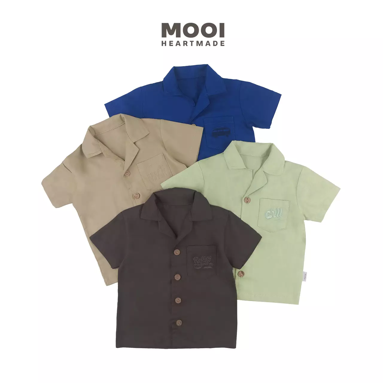 Mooi Kemeja Anak Laki-laki Arka Pocket Shirt - Clary Sage