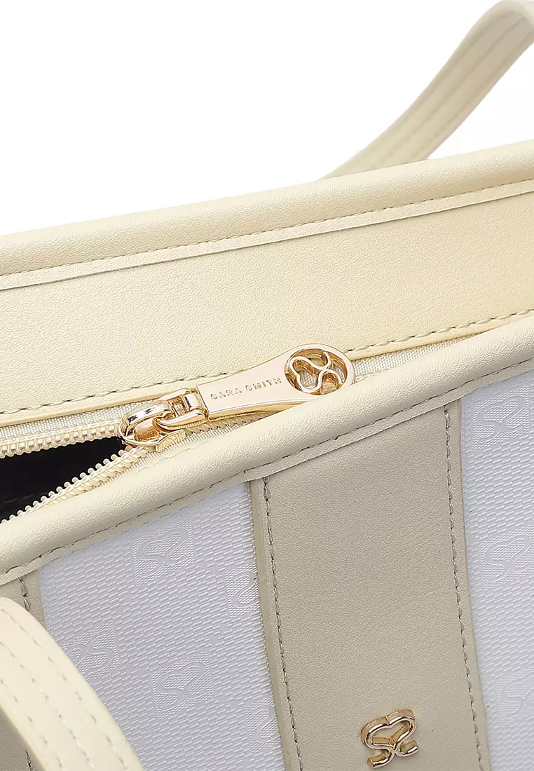 Women's Monogram Tote Bag / Shoulder Bag - White