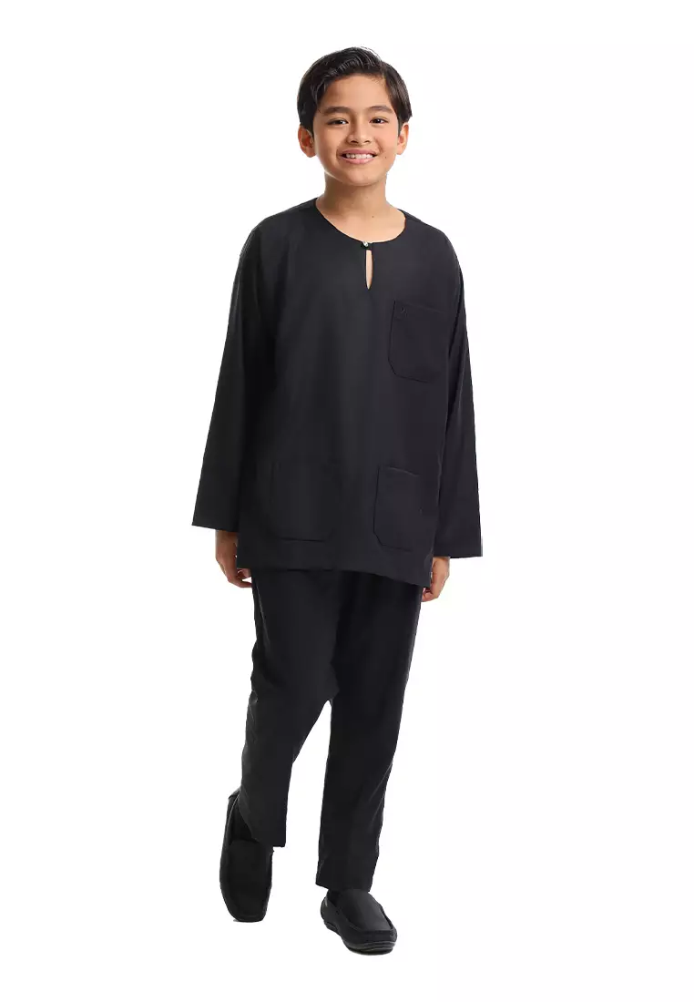Forest x Hatta Dolmat Baju Melayu Teluk Belanga Budak - FK24104BM-01Black