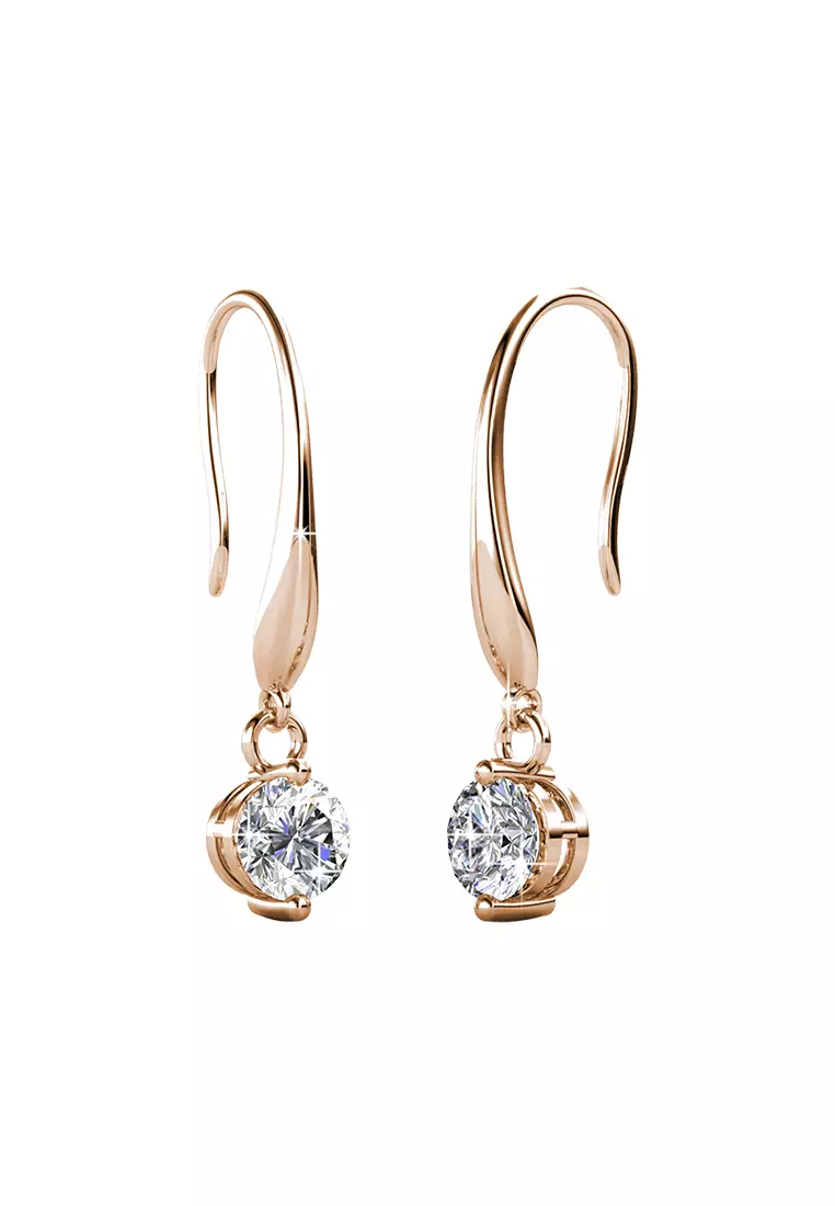 Her Jewellery Crystal Hook Earrings (Rose Gold) - Luxury Crystal Embellishments plated with 18K Gold
