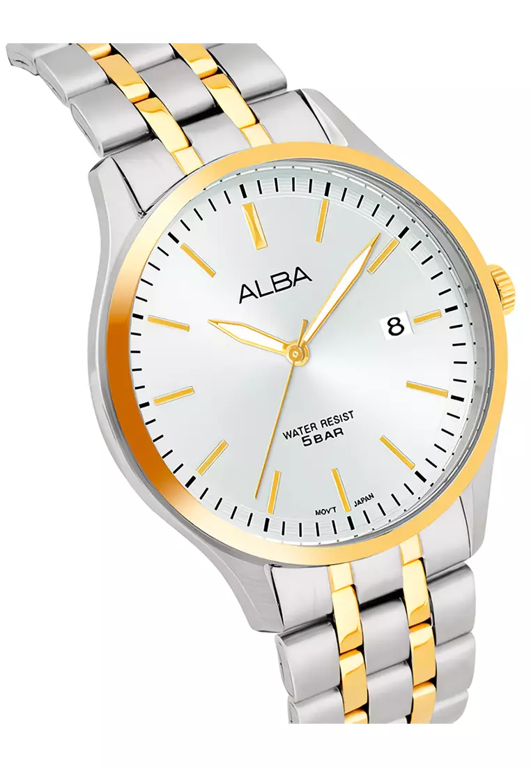 Jam Tangan Pria Alba Prestige AS9S12X1 White Dial Silver Dual Tone - Stainless Steel