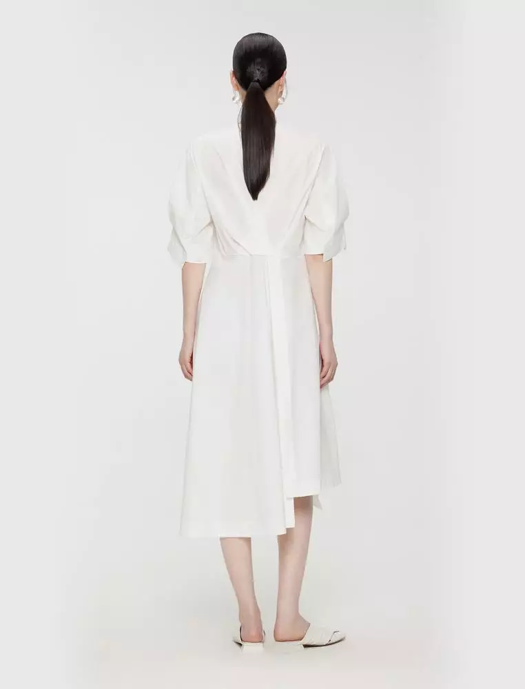 V-Neck Long Short Sleeve Dress