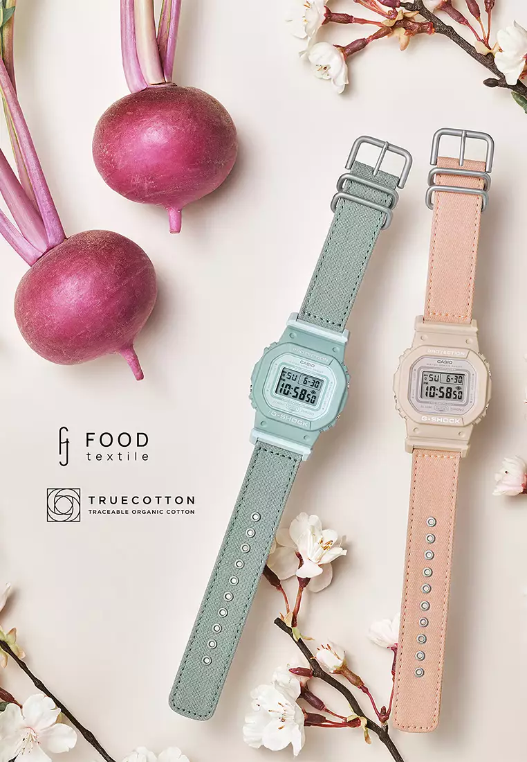 Jam Tangan Digital Wanita Casio G-Shock - Light Green Truecotton Strap - GMD-S5600CT-3D