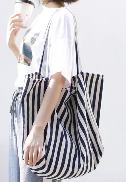Simple Small Fresh Small Striped Canvas Bag Ca21051315BL