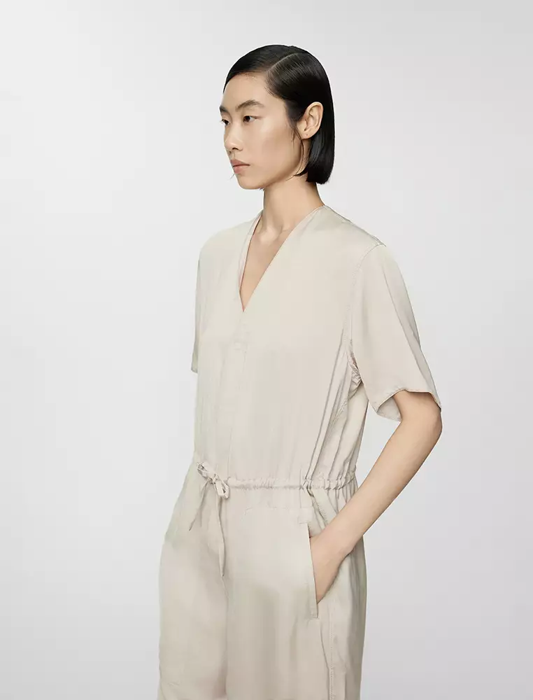 V-Neck Short Sleeve Jumpsuit