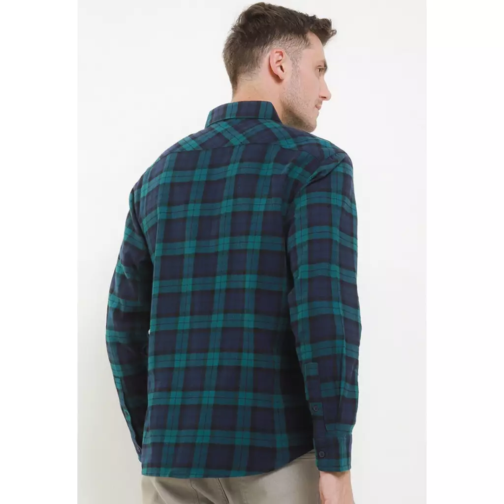 TRIPLE Kemeja Flanel Lengan Panjang Slim Fit (LS 512 GRN) - Green